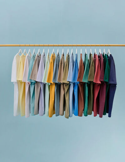 T-shirt en coton manches courtes jaune clair homme