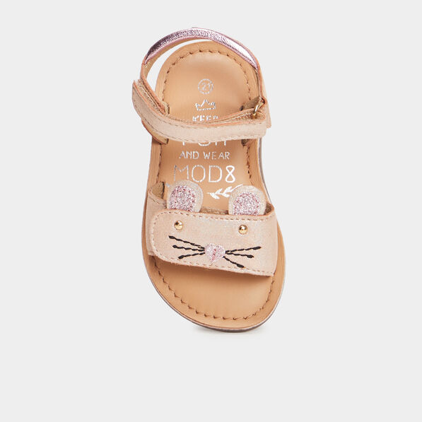 sandales en cuir cloonie rose bebef Sandales en cuir Cloonie rose bébé fille