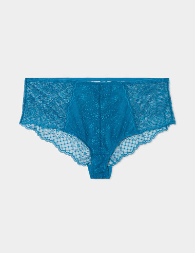 Shorty en dentelle Izzie bleu canard femme grande taille