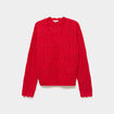 Gilet ajour&eacute; col V manches longues rouge femme
