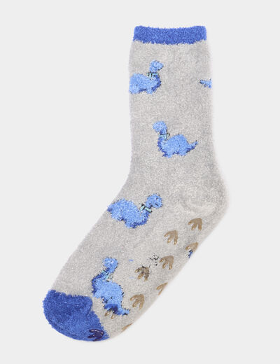 Lot 2 paires chaussettes d'int&eacute;rieur gris gar&ccedil;on