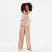 Veste fausse fourrure fermeture à zip beige femme