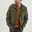 Veste droite col montant vert kaki homme