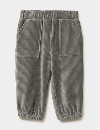 Pantalon effet velours c&ocirc;tel&eacute; vert kaki b&eacute;b&eacute; gar&ccedil;on