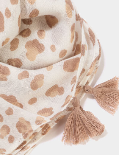 Foulard motif panth&egrave;re ivoire femme