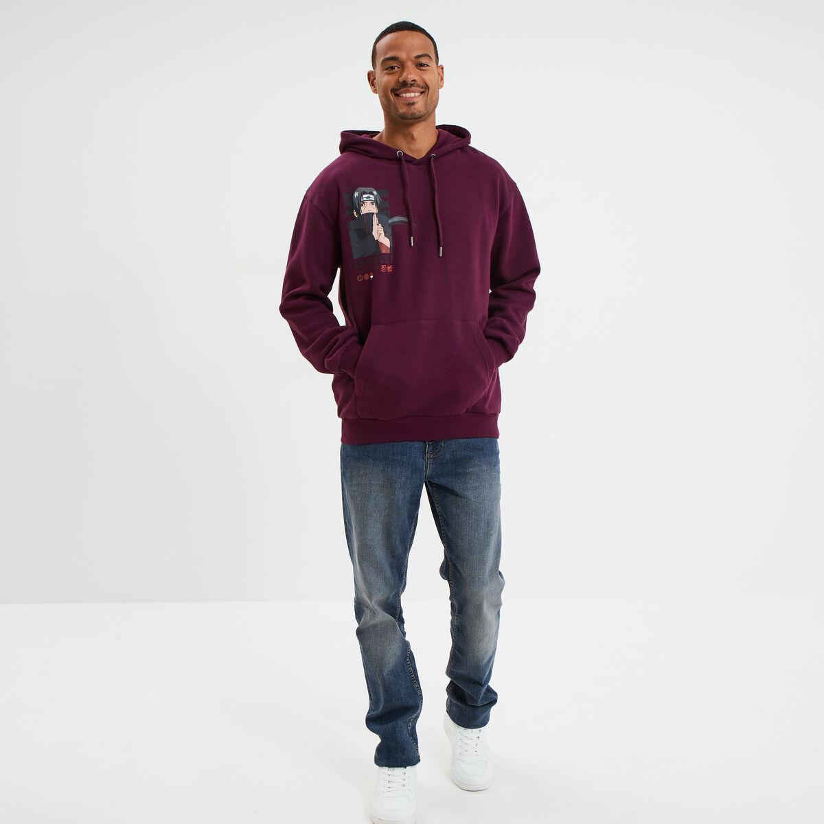 Sweat hoodie 1 poche Naruto Itachi prune homme