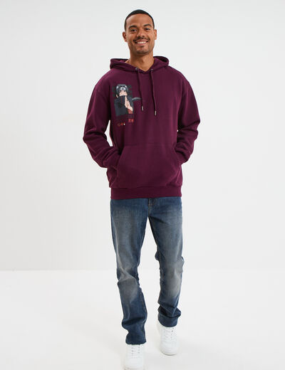 Sweat hoodie 1 poche Naruto Itachi prune homme