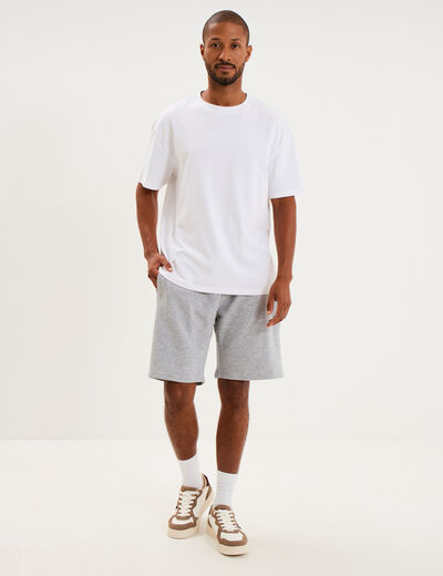 Short jogging molleton droit gris clair homme