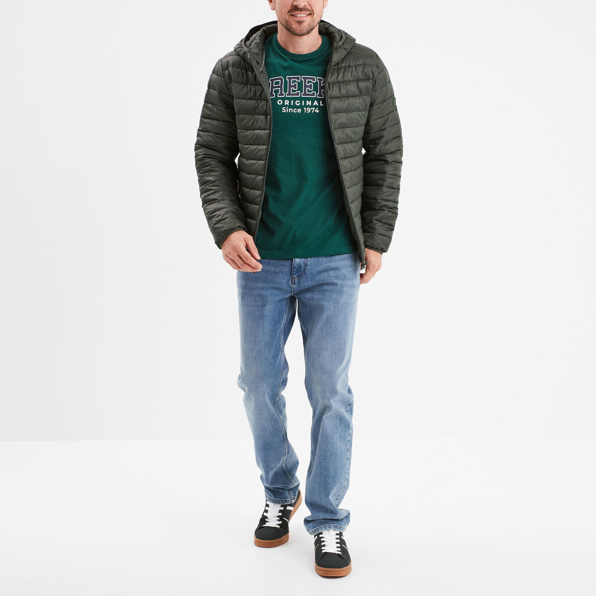 T-shirt à manches courtes coton Creeks vert foncé homme