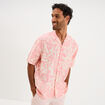 Chemise l&eacute;g&egrave;re textur&eacute;e manches courtes rose homme