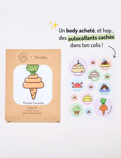 Body US coton Monsieur Caca x La Halle blanc bébé garçon
