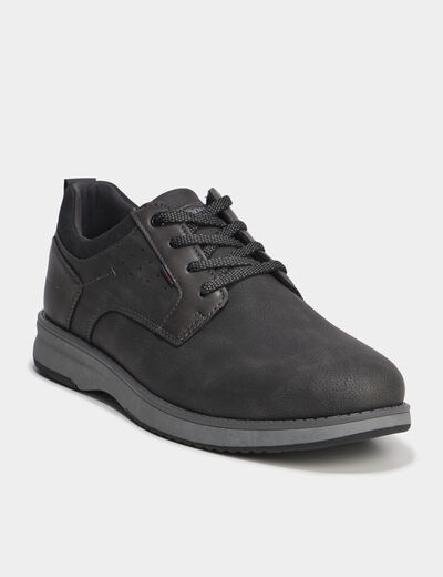 Derbies &agrave; lacets effet similicuir gris homme