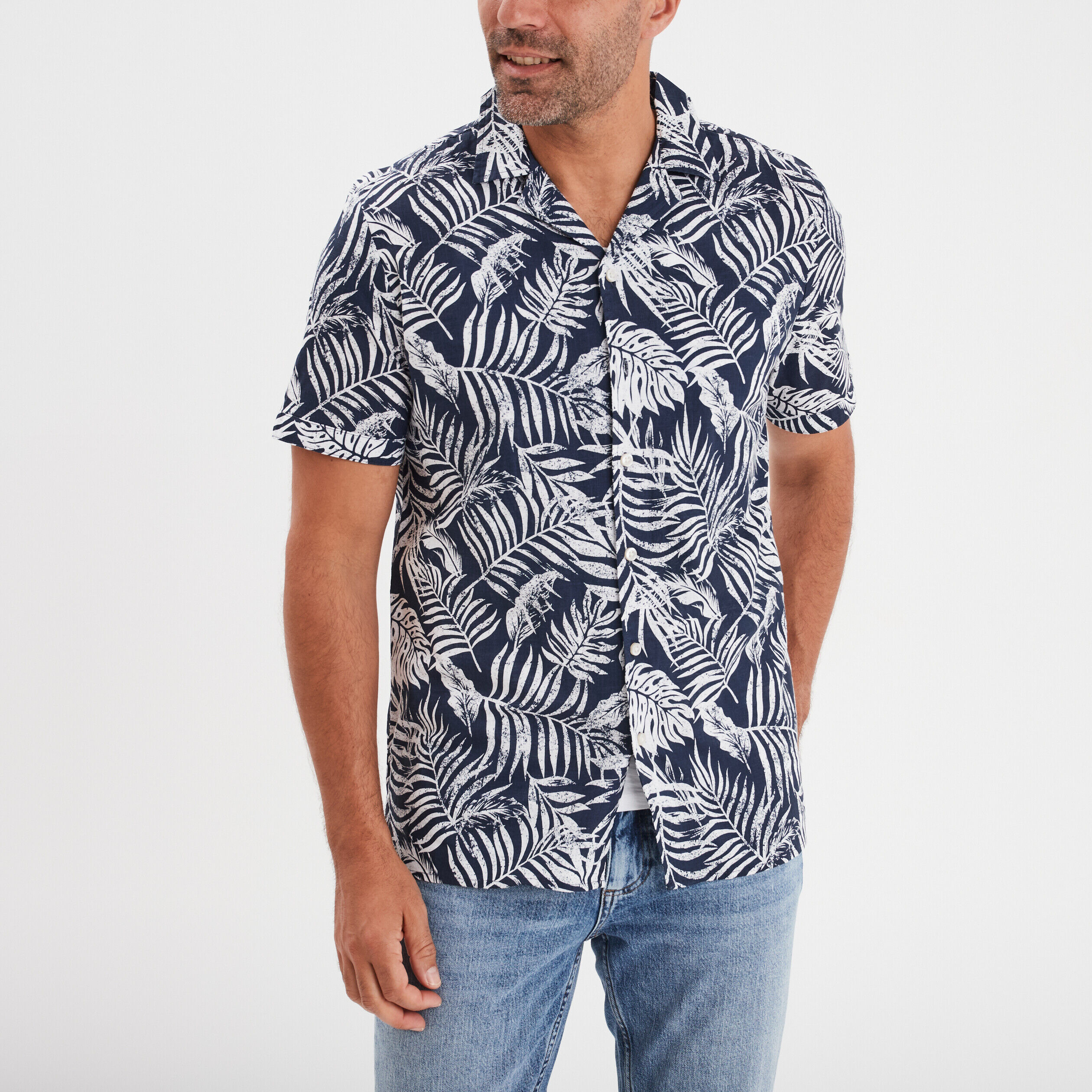 Chemise en coton manches courtes bleu homme CREEKS