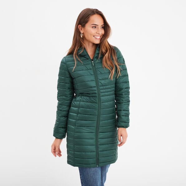 doudoune mi longue ajustee a capuche vert fonce femme Doudoune mi-longue ajustée à capuche vert foncé femme