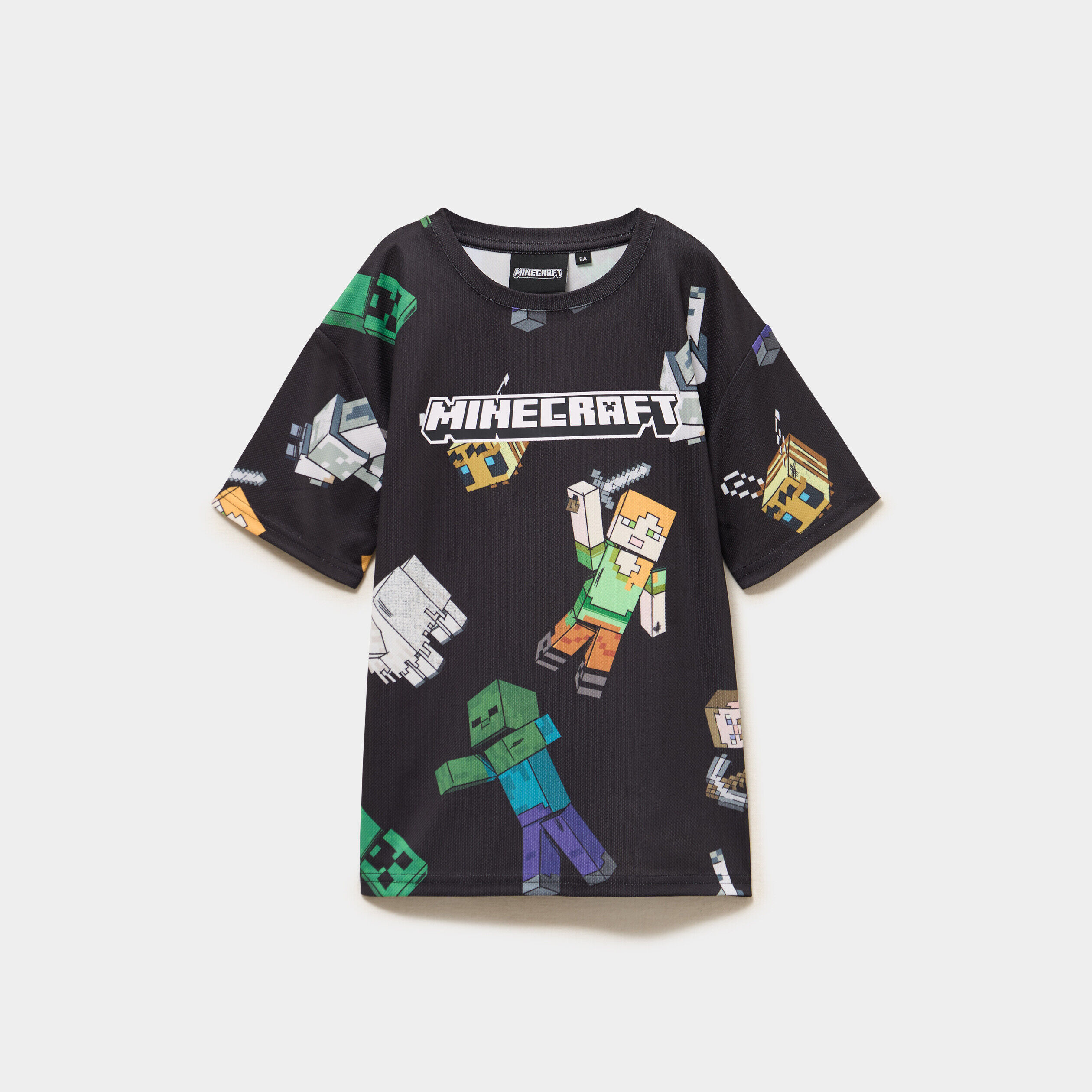 T-shirt manches courtes droit Minecraft noir garçon