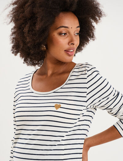 T-shirt allaitement manches longues ecru femme maternit&eacute;