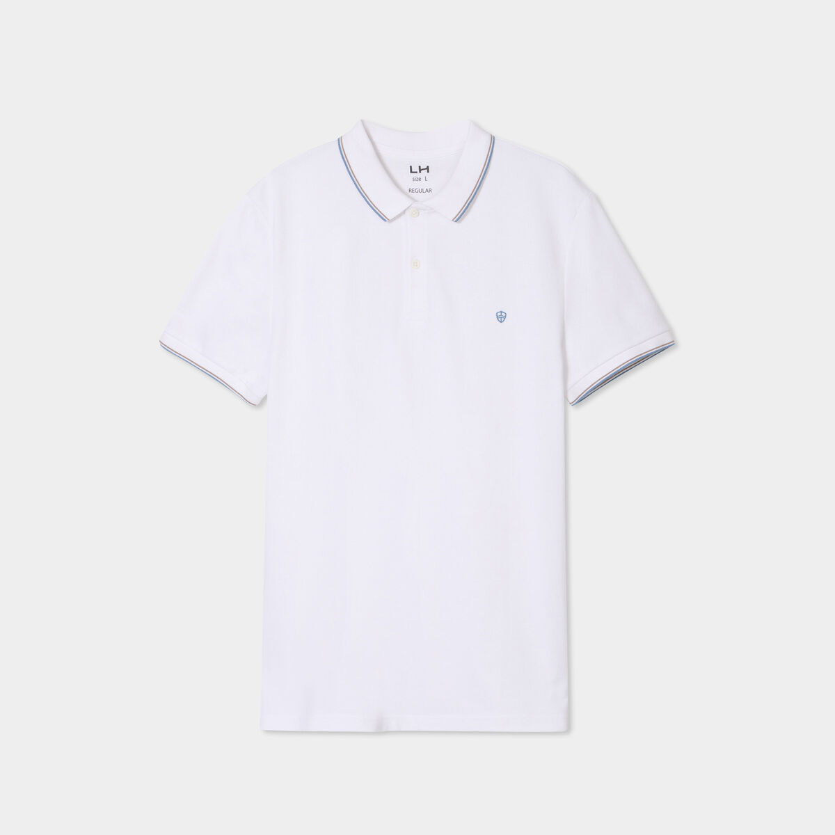 Polo piqu&eacute; coton manches courtes blanc homme