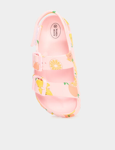 Mules de plage avec boucles multicolore fille