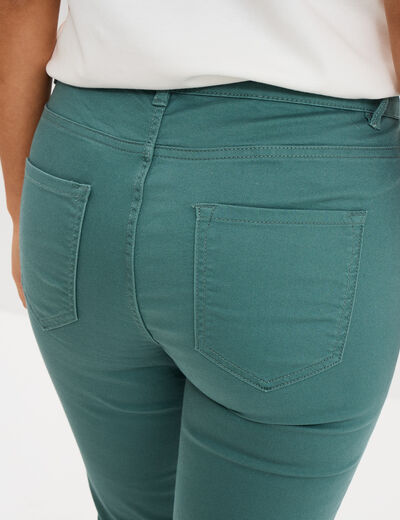 Pantalon capri slim twill 5 poches vert fonc&eacute; femme