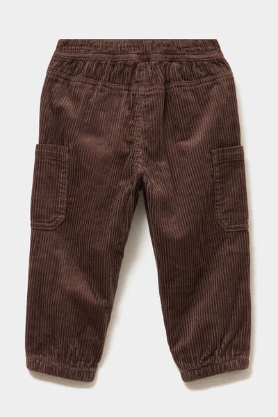 Pantalon cargo effet velours c&ocirc;tel&eacute; marron fonc&eacute; b&eacute;b&eacute; gar&ccedil;on