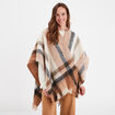 Poncho avec franges marron femme
