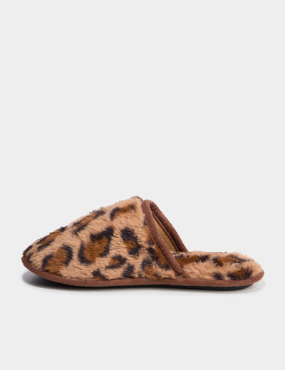 Chaussons mules fausse fourrure noir femme