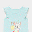 Chemise de nuit manches &agrave; volants coton vert fille