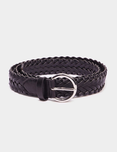 Ceinture tressée noir femme
