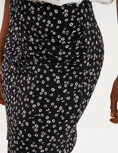 Jupe tulipe courte taille &eacute;lastiqu&eacute;e noir femme