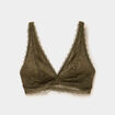 Soutien-gorge triangle dentelle vert kaki femme