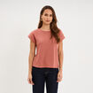 T-shirt ajour&eacute; manches courtes terracotta femme