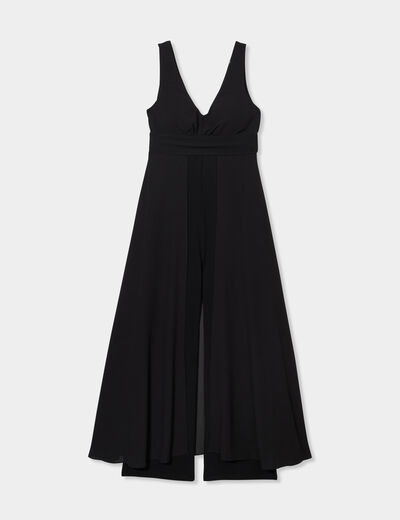 Combinaison pantalon avec voile jupe noir femme