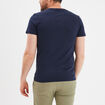 T-shirt manches courtes col tunisien bleu marine homme