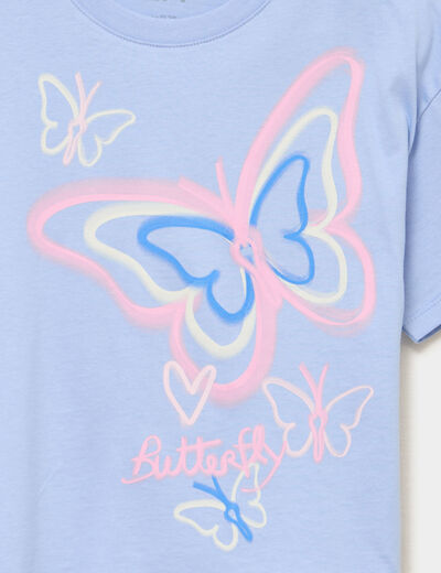 T-shirt manches courtes coton bleu clair fille