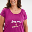 Ensemble pyjama corsaire et t-shirt violet femme grande taille