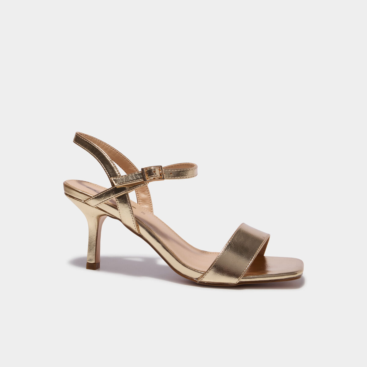 Sandales &agrave; talons aiguilles avec bride jaune or femme