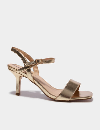 Sandales &agrave; talons aiguilles avec bride jaune or femme
