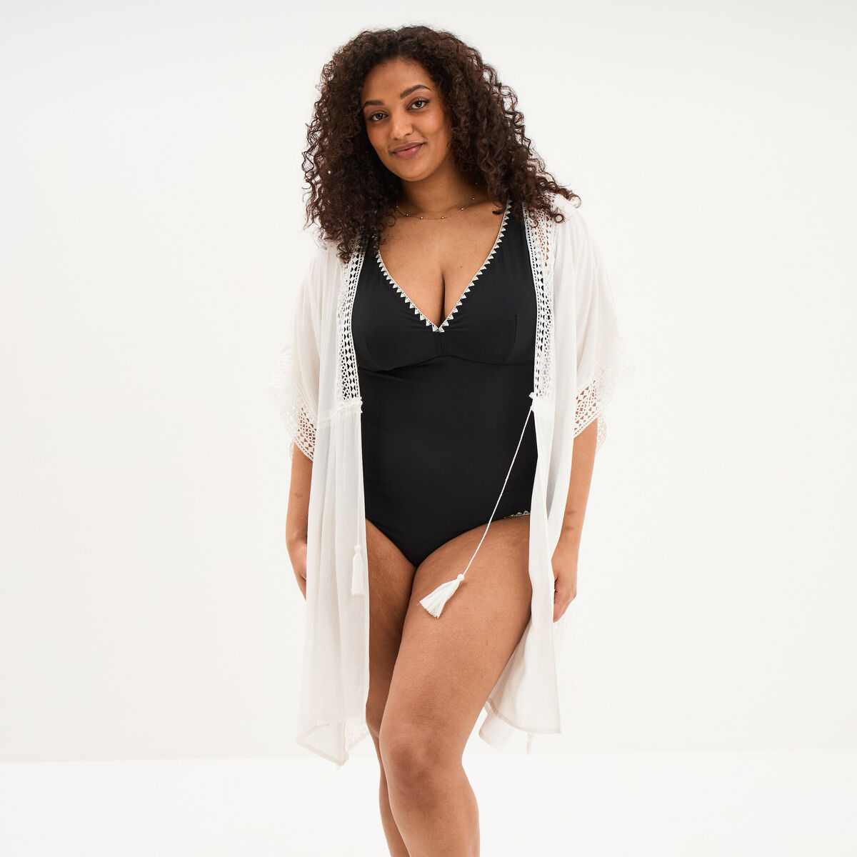 Maillot de bain foulard une pi&egrave;ce noir femme grande taille