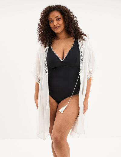 Maillot de bain foulard une pi&egrave;ce noir femme grande taille