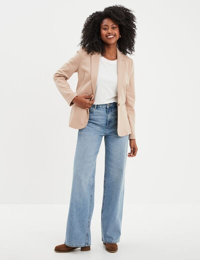 Jeans wide leg taille haute Creeks denim double stone femme