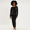 Ensemble pyjama effet polaire col rond noir femme
