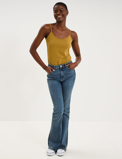 D&eacute;bardeur coton bretelles r&eacute;glables vert olive femme