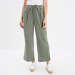 Pantalon fluide élastiqué gaze de coton vert kaki femme