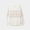Pull de No&euml;l manches longues ivoire femme grande taille