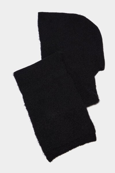 Cagoule &eacute;charpe 2 en 1 en maille noir femme