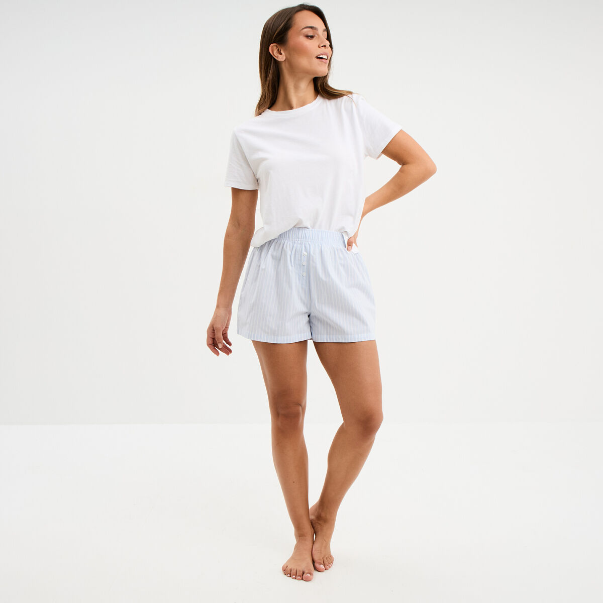 Short de pyjama coton blanc femme