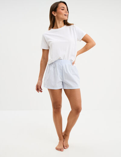 Short de pyjama coton blanc femme