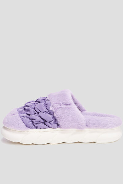 Chaussons mules fausse fourrure Liberto mauve femme