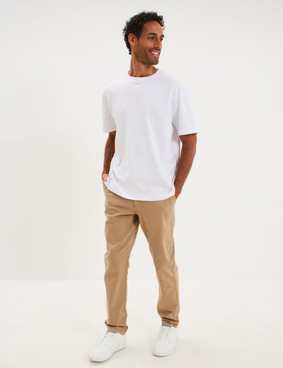 Pantalon chino droit confort beige homme
