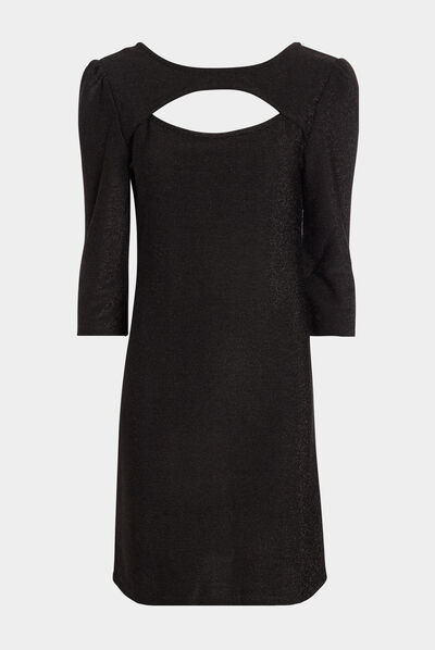 Robe de soirée droite avec ouverture noir femme